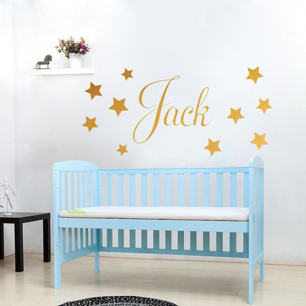 Personalised Stars Child Name Bedroom Nursery Baby Boys Wall Sticker