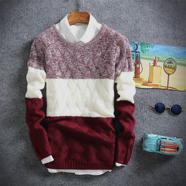 New Spring Patchwork Casual Men Sweater Male Brands Sweater Winter Men ...