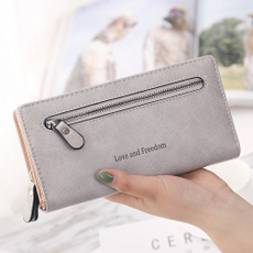Women Solid Color Coin Purse Long Wallet Card Holders Handbag