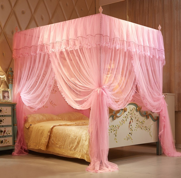 Pink Princess Flowers Bed Canopy, Twin Size Pink Princess Bed