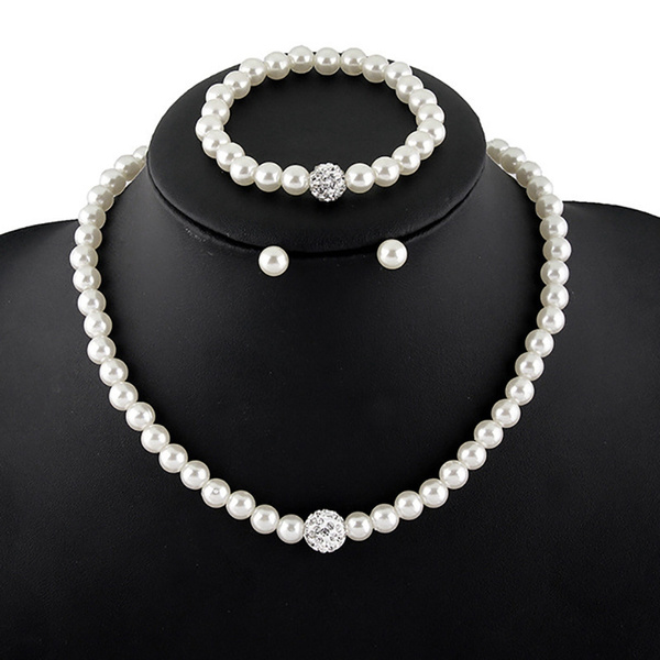 Cheap Set Necklace Bracelet Earrings Faux Pearl Decor Multi Layers Necklace  | Joom