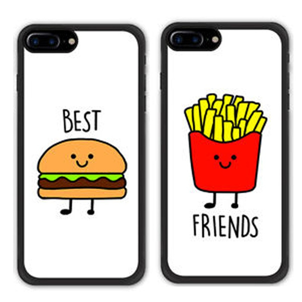 Funny Burger Fries BFF Best Friends Couple Rubber Plastic Case Cover for iPhone 7 Case,iPhone 7 Plus Case,iPhone 6 Case,iPhone 6 Plus Case,iPhone 5S ...