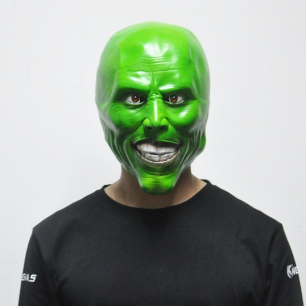  The Mask Jim Carry Latex Mask Green Head Masks Halloween  Costume : Toys & Games