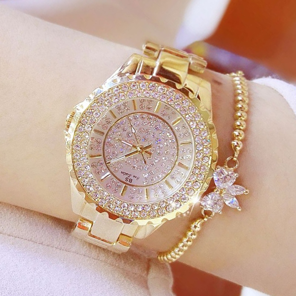 Luxury Gold Watch Fashion Diamond Bracelet Watches Women Dress Quartz Wirst Watch Montre Femme