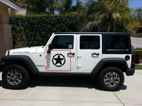 2x Decal sticker For Jeep Wrangler RUBICON Army Star on doors upgrade ...