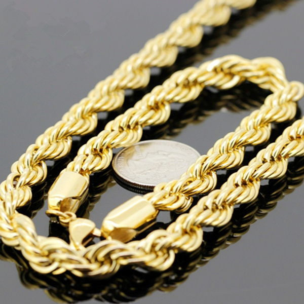30'' Heavy Thick Mens 18K Yellow Gold 