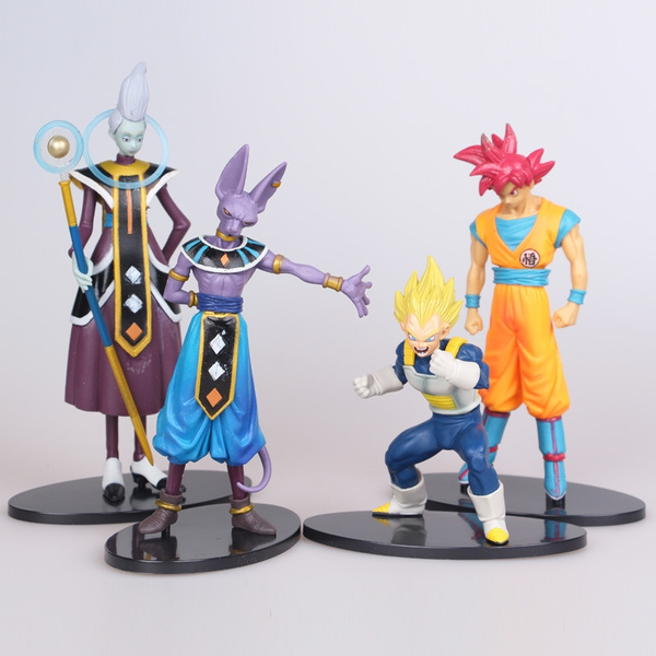 4 Pcs Set Dragon Ball Super Saiyan God Goku Vegeta Whis Beerus Hobbies Dolls Pvc Action Figure Model Toys Wish