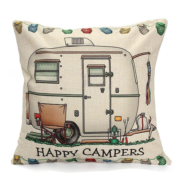 happy campers cushion covers