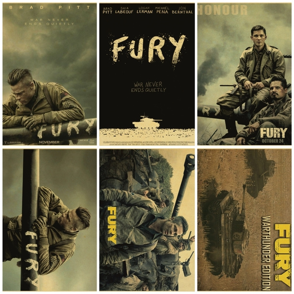 Fury Brad Pitt Tiger Sherman Tank Home Furnishing Decoration Kraft Movie Poster Drawing Core Wall Stickers 42 30cm Wish
