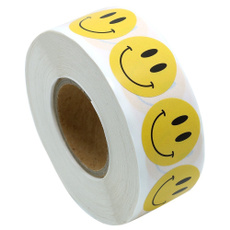 Yellow Smiley Face Happy Stickers 1&quot; Inch Round Circle Teacher Labels 500 Total (1 pack)