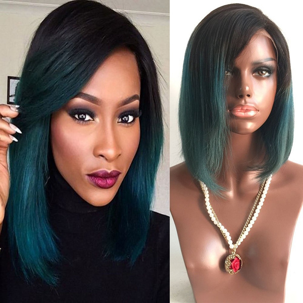 Ombre T1B/Green Bob Lace Front Human Hair Wigs Pre-Plucked Virgin Brazilian Hair Short Bob Wigs 130% Density for Woman | Wish Ombre T1B/Green Bob Lace Front Human Hair Wigs Pre-Plucked Virgin Brazilian Hair Short Bob Wigs 130% Density for Woman | Wish