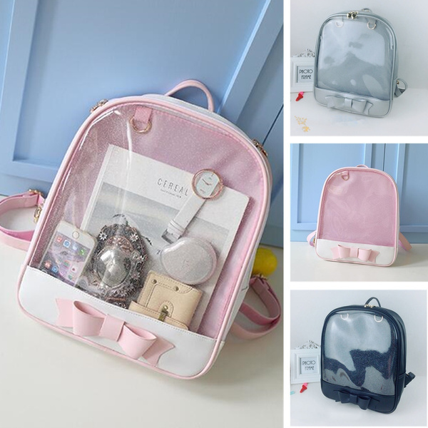 pink brand clear backpack