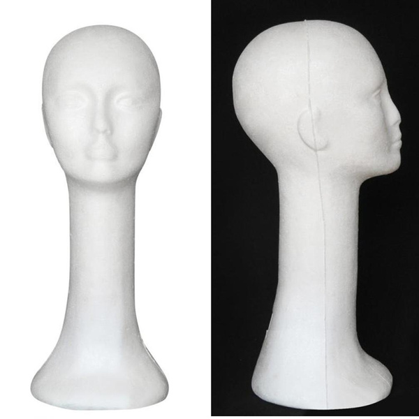Styrofoam Long Neck Female Mannequin Head Model Wig Hat Glasses Display Stand US 