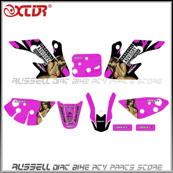 04-12 CRF50 Pink FMF Graphic Kit Shroud Plastic Decals CRF 50 decal MX Sticker 
