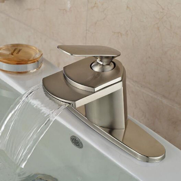 Basin/Bathroom Sink Faucet Brushed Nickel Big Waterfall Bathroom Sink