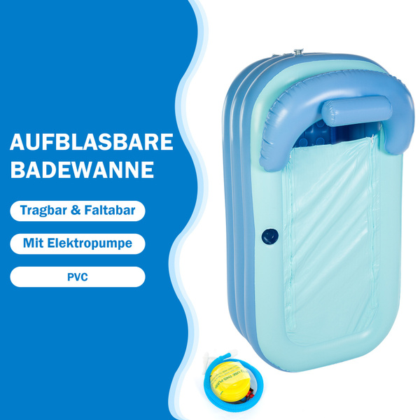 Blow Up Baby Spa PVC Folding Portable Bathtub Warm Inflatable Bath Tub Blue UK