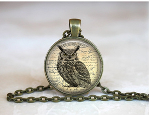 glassartjewelry, Owl, Necklace, Pins