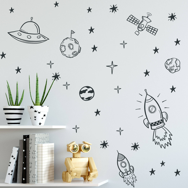 Space Outer Rocket Ship Astronaut Planet Vinyl Wall Decal Stickers Wish - Outer Space Rocket Wall Decal Space Outer Rocket Ship Astronaut Planet Vinyl Wall Decal Stickers Wish - Outer Space Rocket Wall Decal