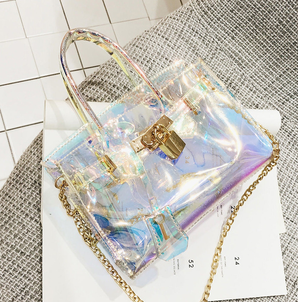 clear rainbow purse