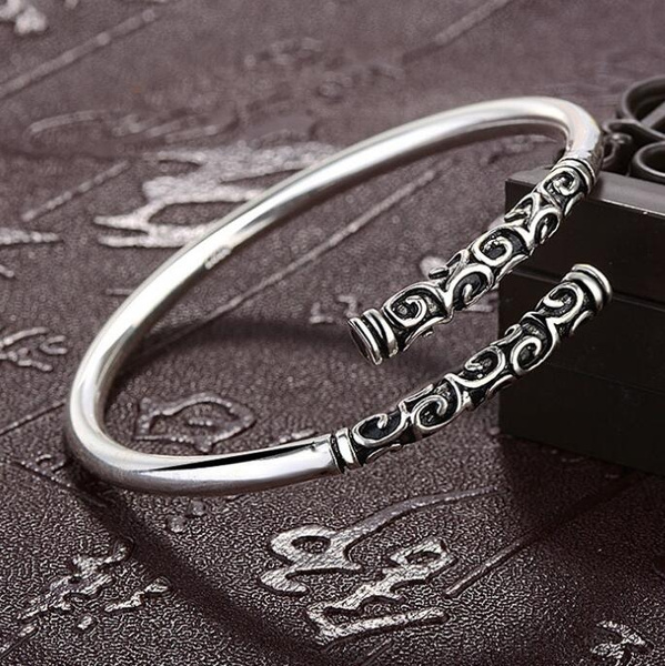 Fashion Jewelry 925 Sterling Silver Opening Vintage Bangle
