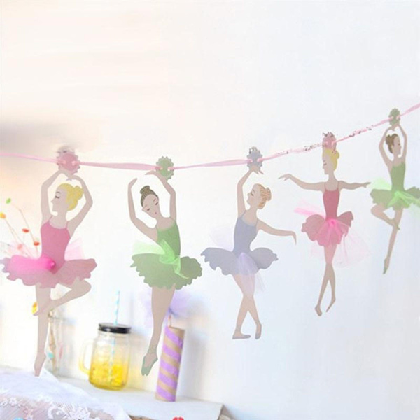 Ballerina Ballet Watercolour Pink Personalised Children's Bunting Party Banner 