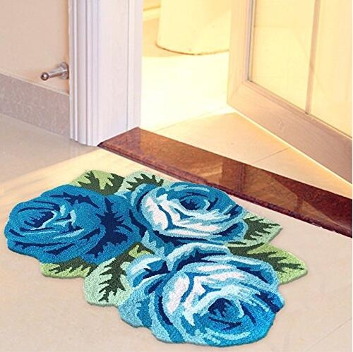 Rose Shaped Area Rug Handmade Anti-Slip Floor Mat Carpets Doormat Bathroom Rug 