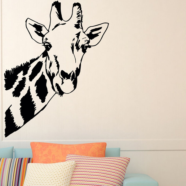 Giraffe Head Wall Stickers Jungle Wild Animal Home Decor Vinyl Removable Diy Decals Kids Room Bedroom Wish - Wild Animal Home Decor