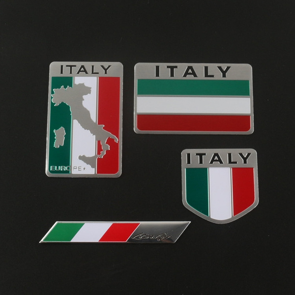 Car Stickers Aluminum Italy Map National Flag Italian Map Flag 3D ...