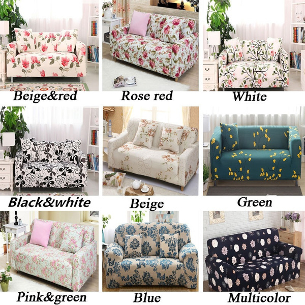 uxcell Stretch Sofa Cover Printed Couch Slipcovers for Sofas Love Seat Armchair Universal Elastic Furniture with One Pillowcase Large 