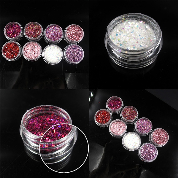 8 Pcs Rose Gold Nail Glitter Powder Sequins Mixed Nail Sparkles Shiny Glitter  Dust Powder Nail Art Decorations Nail Tools | Wish