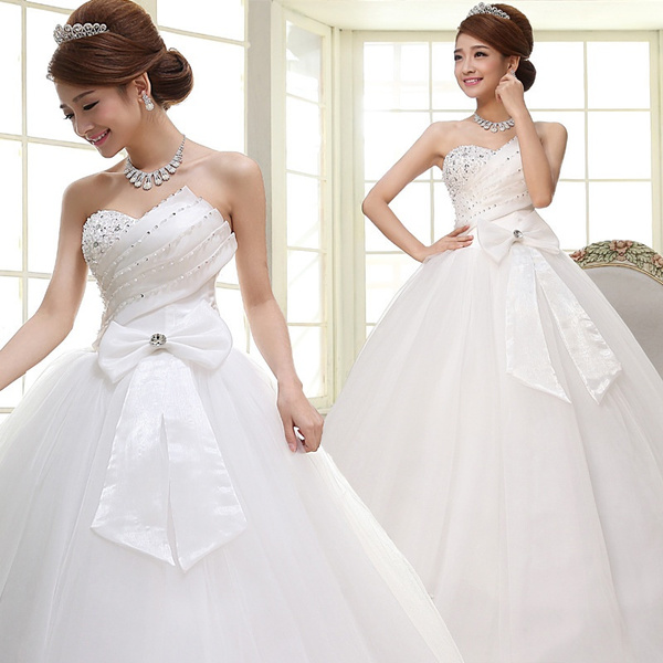 Strapless Princess Wedding Dresses with Diamonds