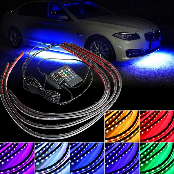 4pcs Music Control RGB Car LED Strips Under Car Underglow