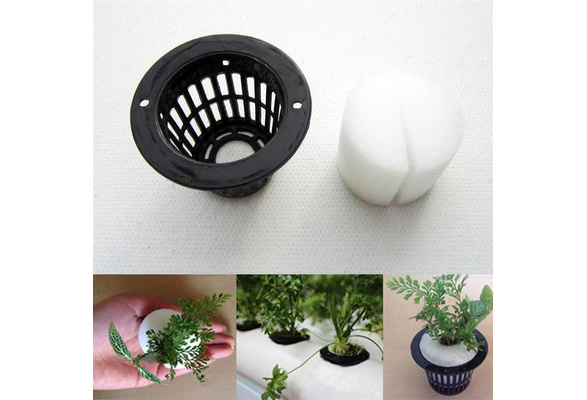 10pcs Mesh Pots Net Basket&Clone Collar Foam Insert Hydroponic Aeroponic Plants 