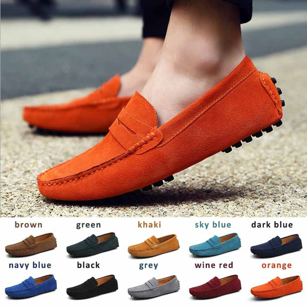 Mens Gents Suede Leather Slip On Casual Driving Shoes Loafer Moccasins Flats