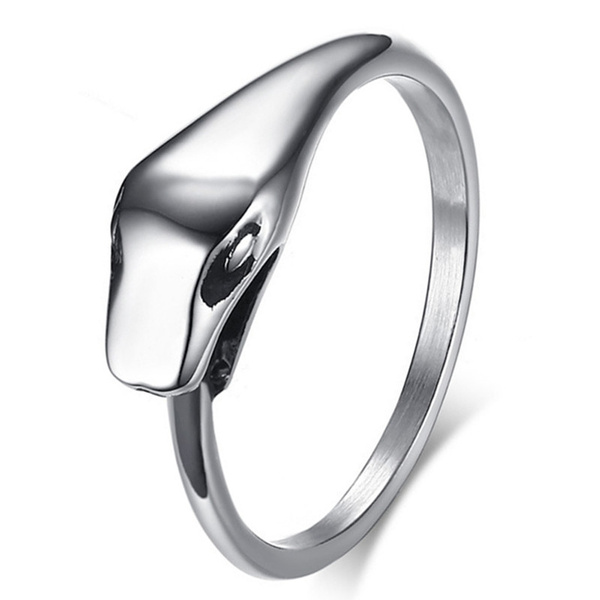 Ouroboros Snake Stainless Steel Ring, Silver