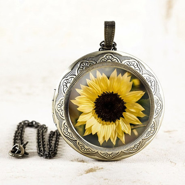 Sunflower deals locket necklace