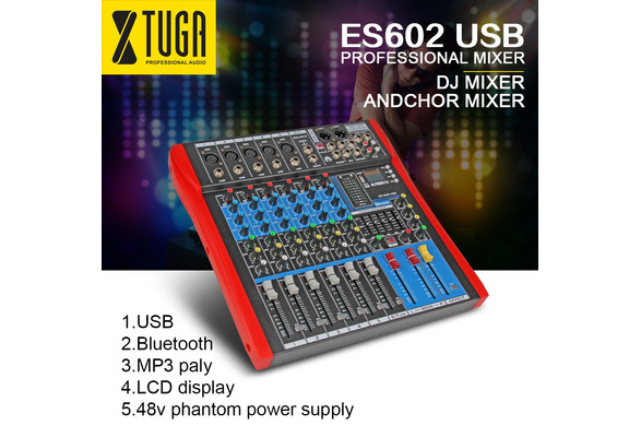 XTUGA ES602 USB Professional Stage Audio Mixer Built-in Digital Effect  Mixer Music Mixer 7 Channel Mixer