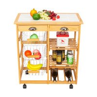 Kitchen Semicircle Solid Folding Dining Cart Storage Trolley Utility Cart Wish