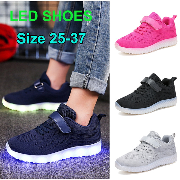 nieuwe kinderen ademende vliegende schoenen casual schoenen LED licht  schoenen usb charge jongens en meisjes sportschoenen | Wish