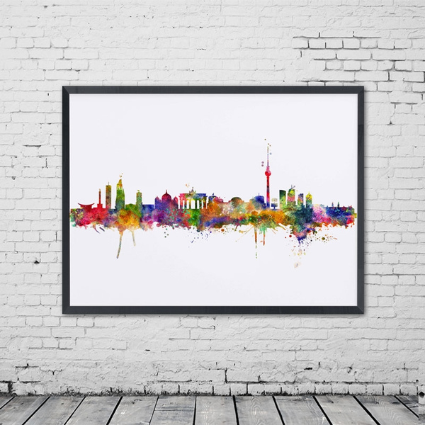 Watercolor Berlin City Poster Skyline Decor Wall Art Germany Hanging Painting Print Office Unique Present Wish - City Wall Art Prints Watercolor Berlin City Poster Skyline Decor Wall Art Germany Hanging Painting Print Office Unique Present Wish - City Wall Art Prints