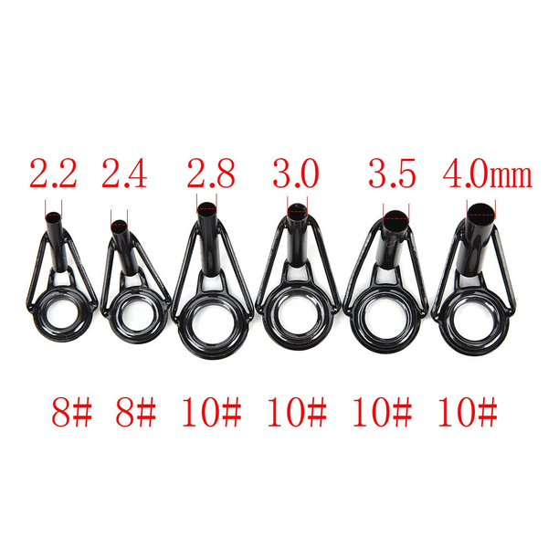 30 X 6 Sizes Black Stainless Steel Fishing Rod Tips Guides Repair Kit   SGEC 