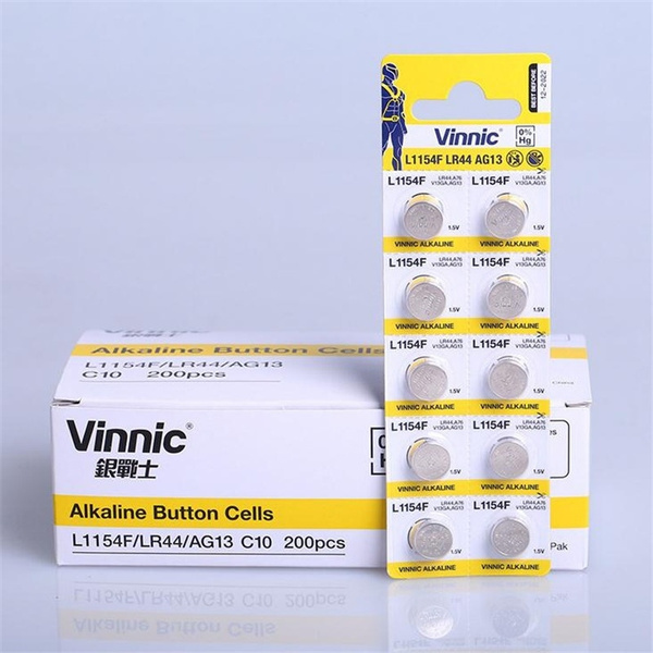 Authentic VINNIC AG13 L1154F Mercury-free Alkaline Button Batteries,  Batteries LR44 Electronic Calculator