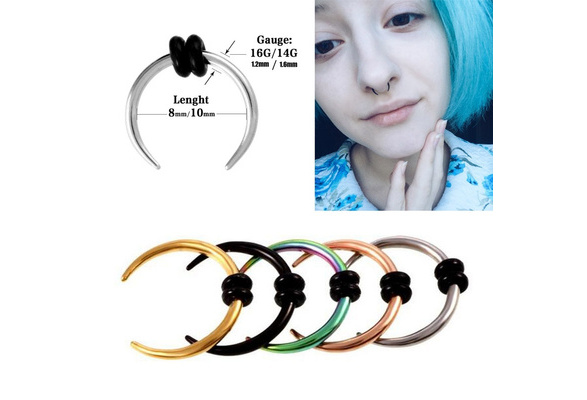 Verkoper onderwerp Mysterieus 316L Surgical Steel Hoop Pincher Round Tapered Septum Nose Ring Ear Taper  Piercing Earring 14G 16G | Wish