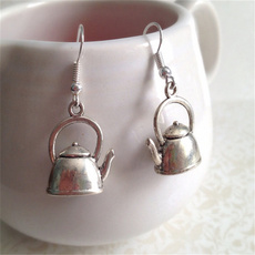 Antique Style Silver Teapot Earrings. Simple Dangle Earrings. Gifts for Her. Tea Lover. Tea Time. Unique Gifts. Silver. Dainty.