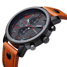  Mens Chronograph Watches Multifunctional Waterproof Date Calendar Wrist Watch for Men Teenager Boys with Brown  Leather Band Fashion Luxury Business Dress Casual Men Sport Watches Big 