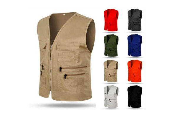 Men's Polyester Cotton Multi-pocket Vest Volunteer Casual Vest Fishing Vest