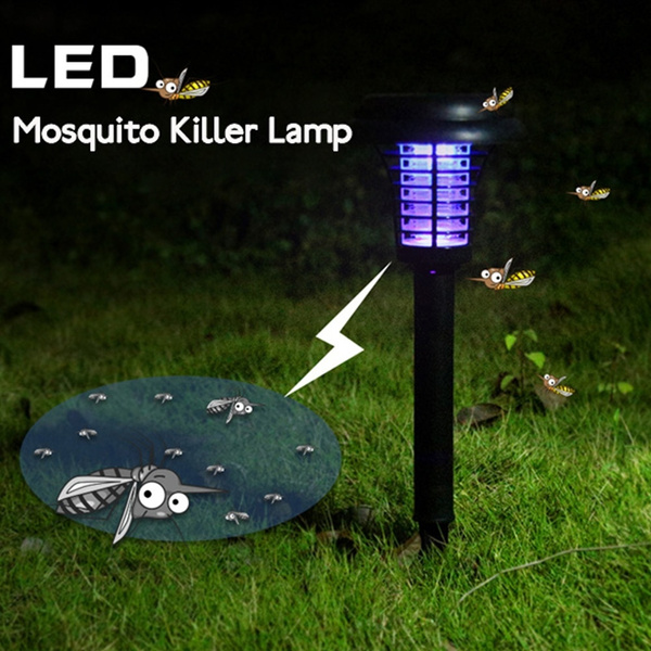 Solar Powered LED Light Mosquito Pest Bug Zapper Insect Killer Garden Yard Lamp 