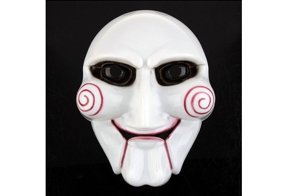 Halloween Cosplay Saw Puppet Horror Scary Face Mask White