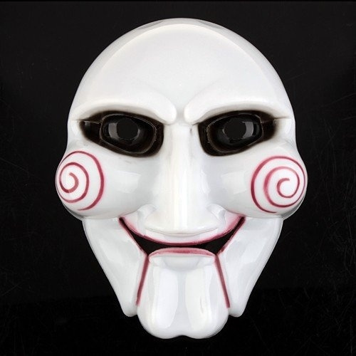 Halloween Cosplay Saw Puppet Horror Scary Face Mask White