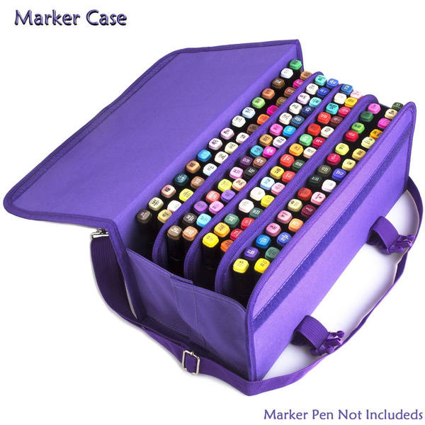 Marker Storage Case 120 Holders, Foldable Velcro Oxford Organizer with  Carrying Handle, Shoulder Strap and QR Buckle for Copic Markers, Sharpie